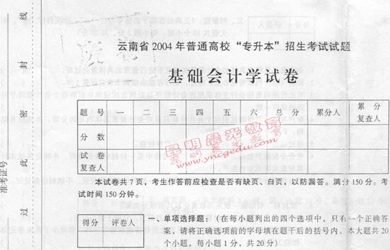 专升本会计类专业要考哪些科目?